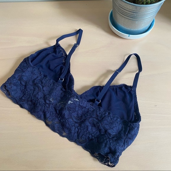 XHILARATION Navy Blue Lace Ruched Lace Bralette - Picture 4 of 4